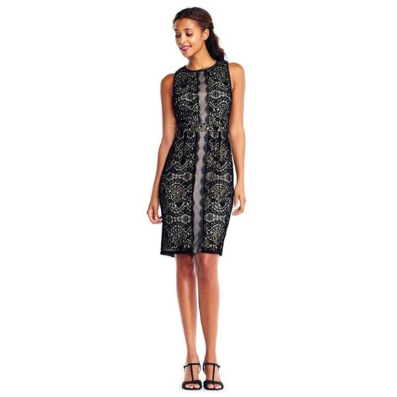 Adrianna Papell - AP1D101560 Sleeveless Velvet Lace Sheath Dress Size 4 NWT - Picture 2 of 12